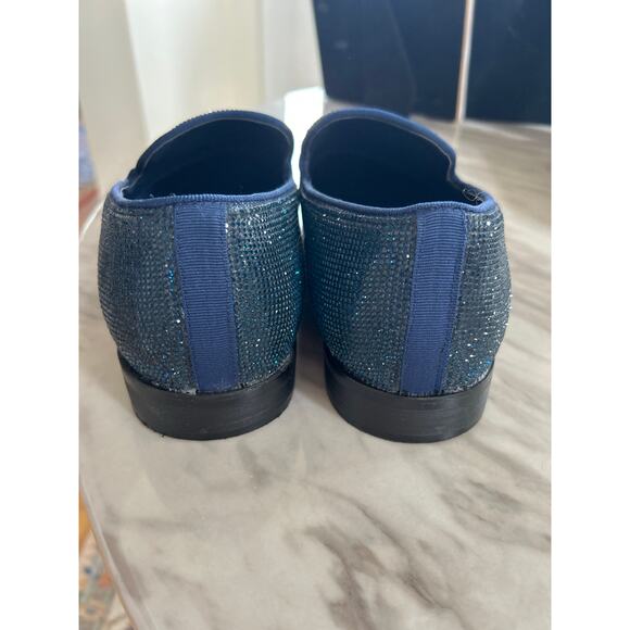 Jump New York J75 Blue Rhinestone Embellished Sparkle Smoking Slipper Loafer - Picture 4 of 10